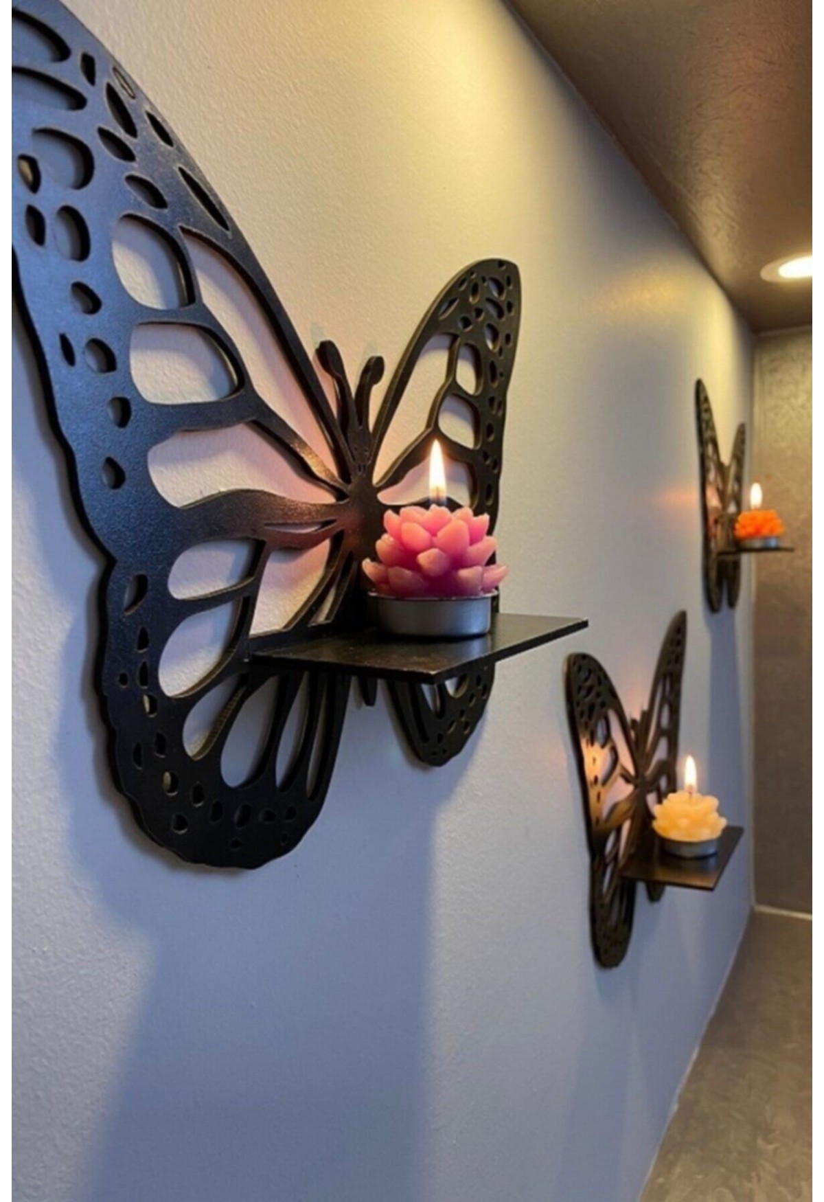 Dekoratif Kelebek Duvar Rafı 3'lü Set Butterfly wood decor shelf